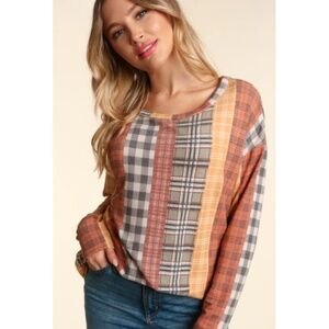 Haptics Plaid Multicolor Women's long sleeve Top